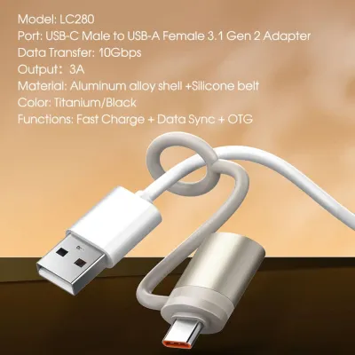 LDNIO LC280 USB C Male to Lightning Female Adapter 10Gbps Fast Charging for iPhone and iPad